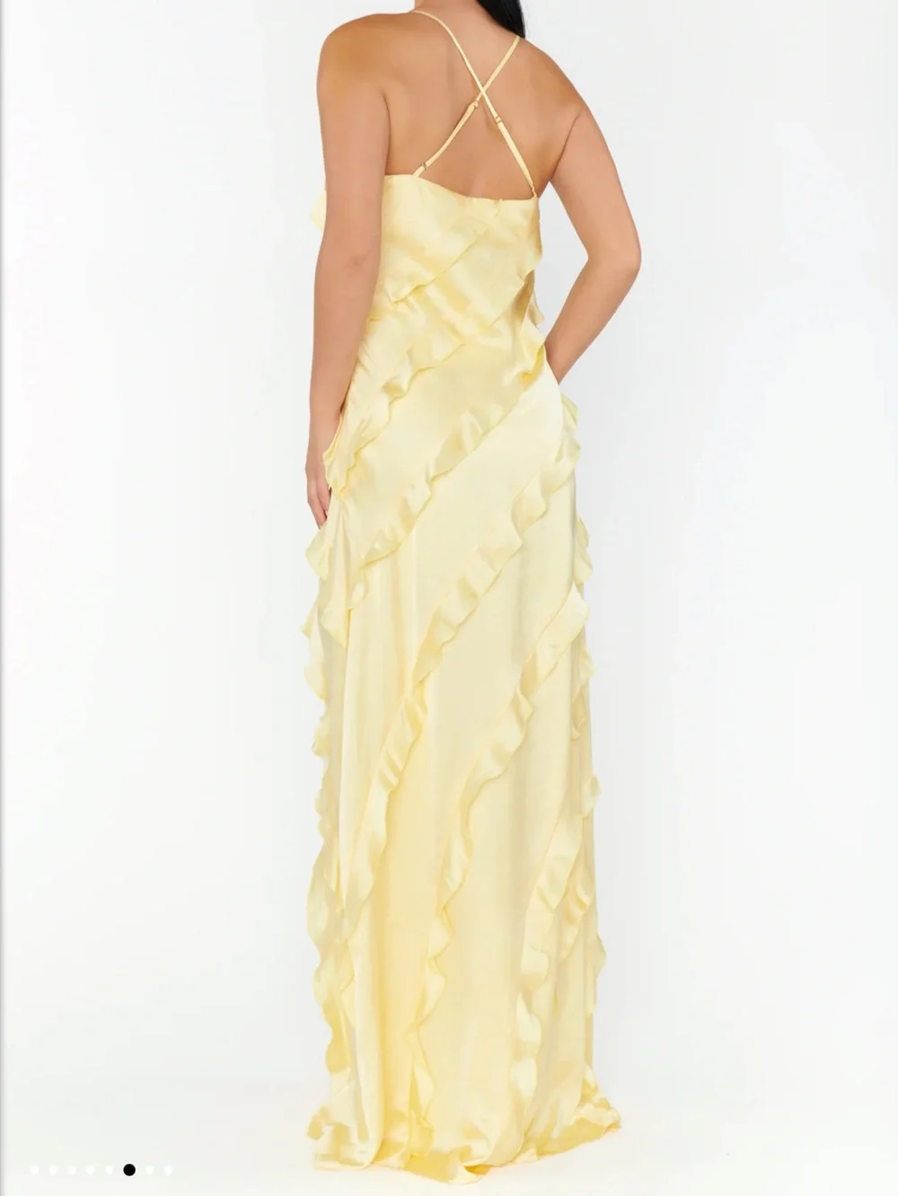 Show me your Mumu Romance Ruffle Dress Luxe Satin - Picture 2 of 3